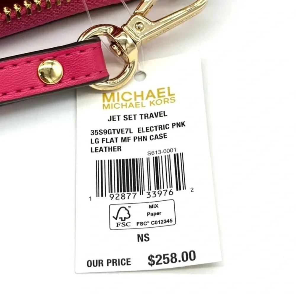 Michael Kors JST LG Flat MF Phone Case Wallet Electric Pink (NWT) - Picture 7 of 7